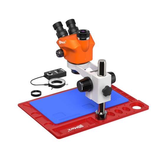 G2Mark RE-50X (3D Continuous Zoom) 7X~50X Trinocular Stereo Microscope With 0.5X CTV Camera Zoom Lens & LED Adjustable Light Exclusive Quality - Red Base G2Mark RE-50X (3D Continuous Zoom) 7X~50X Trinocular Stereo Microscope With 0.5X CTV Camera Zoom Lens & LED Adjustable Light Exclusive Quality - Red Base