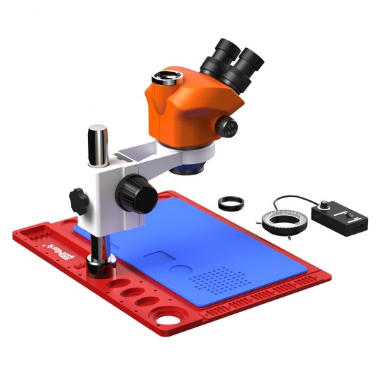 G2Mark RE-50X (3D Continuous Zoom) 7X~50X Trinocular Stereo Microscope With Camera Option & LED Adjustable Light Exclusive Quality - Red Base G2Mark RE-50X (3D Continuous Zoom) 7X~50X Trinocular Stereo Microscope With Camera Option & LED Adjustable Light Exclusive Quality - Red Base