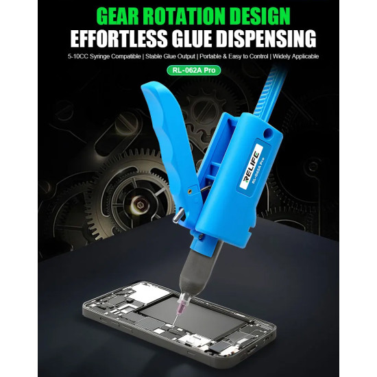 Relife RL-062A Pro Metal Gear Manual Glue Gun For Syringe Tube (5-10CC)