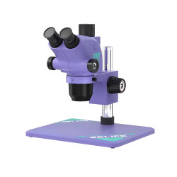 Relife M6T-Pro B11 (6.5X-65X) Trinocular Stereo Microscope With Zooming 0.5X CTV Camera Lens & LED Adjustable Light - (Purple Color)