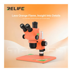 Relife M6T-Pro B11 (6.5X-65X) Trinocular Stereo Microscope With Zooming 0.5X CTV Camera Lens & LED Adjustable Light - (Orange Color)