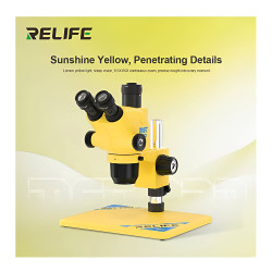 Relife M6T-Pro B11 (6.5X-65X) Trinocular Stereo Microscope With Zooming 0.5X CTV Camera Lens & LED Adjustable Light - (Yellow Color)