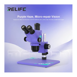 Relife M6T-Pro B11 (6.5X-65X) Trinocular Stereo Microscope With Zooming 0.5X CTV Camera Lens & LED Adjustable Light - (Purple Color)