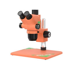 Relife M6T-Pro B11 (6.5X-65X) Trinocular Stereo Microscope With Zooming 0.5X CTV Camera Lens & LED Adjustable Light - (Orange Color)
