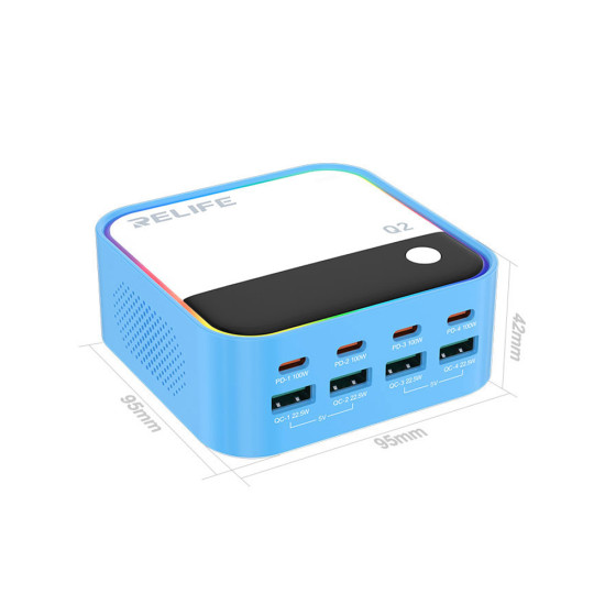 Relife Q2 8 USB+PD Port Smart Lightning Charger (120W)