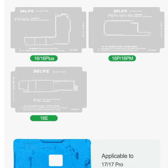 Relife RL-601T Middle Layer Tin Planting BGA Reballing Platform Set for iPhone X to 16Pro Max / 16e (26-in-1)