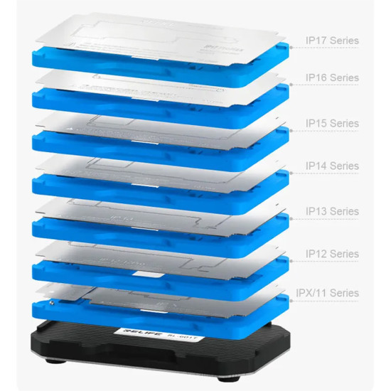 Relife RL-601T Middle Layer Tin Planting BGA Reballing Platform Set for iPhone X to 16Pro Max / 16e (26-in-1)