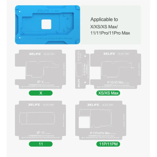 Relife RL-601T Middle Layer Tin Planting BGA Reballing Platform Set for iPhone X to 16Pro Max / 16e (26-in-1)