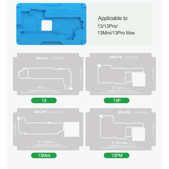 Relife RL-601T Middle Layer Tin Planting BGA Reballing Platform Set for iPhone X to 16Pro Max / 16e (26-in-1)
