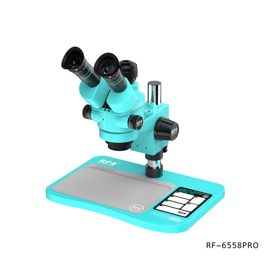 RF4 RF6558 Pro (6.5X-58X) Trinocular Full HD Stereo Microscope With Zooming 0.5X CTV Camera Lens & LED Adjustable Light