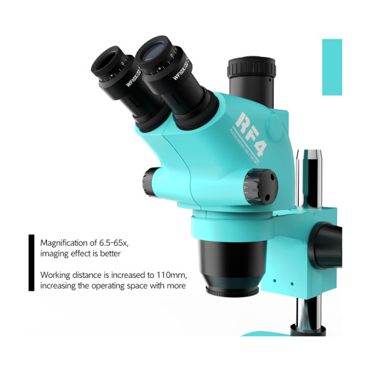 RF4 RF6565-TVP 6.5X-65X Trinocular Full HD Stereo Microscope With Zooming 0.5X CTV Camera Lens & LED Adjustable Light RF4 RF6565-TVP 6.5X-65X Trinocular Full HD Stereo Microscope With Zooming 0.5X CTV Camera Lens & LED Adjustable Light