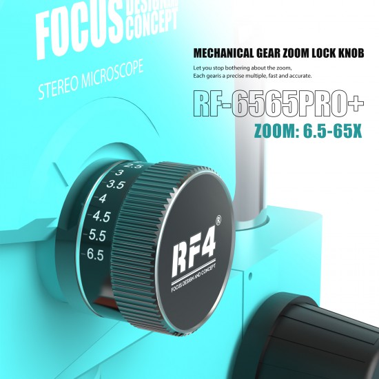 RF4 RF-6565Pro+ Trinocular Full HD Stereo Microscope With Zooming 0.5X CTV Camera Lens & LED Adjustable Light Exclusive Quality RF4 RF-6565Pro+ Trinocular Full HD Stereo Microscope With Zooming 0.5X CTV Camera Lens & LED Adjustable Light Exclusive Quality