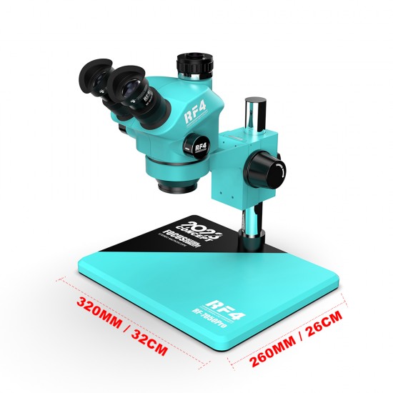 RF4 RF7050-Pro ( 3D Continuous With Gear Zoom ) 7X~50X Trinocular Stereo Microscope With 0.5X CTV Camera Zoom Lens & LED Adjustable Light RF4 RF7050-Pro ( 3D Continuous With Gear Zoom ) 7X~50X Trinocular Stereo Microscope With 0.5X CTV Camera Zoom Lens & LED Adjustable Light