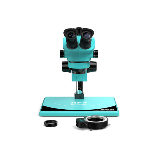 RF4 RF7050-Pro ( 3D Continuous With Gear Zoom ) 7X~50X Trinocular Stereo Microscope With 0.5X CTV Camera Zoom Lens & LED Adjustable Light RF4 RF7050-Pro ( 3D Continuous With Gear Zoom ) 7X~50X Trinocular Stereo Microscope With 0.5X CTV Camera Zoom Lens & LED Adjustable Light