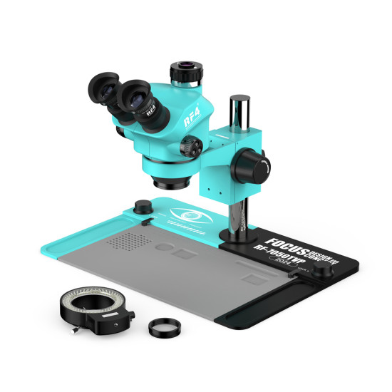 RF4 RF7050TVP (2024 Edition 3D Continuous Zoom) 7X~50X Trinocular Stereo Microscope With 0.5X CTV Camera Zoom Lens & LED Adjustable Light - Exclusive Quality RF4 RF7050TVP (2024 Edition 3D Continuous Zoom) 7X~50X Trinocular Stereo Microscope With 0.5X CTV Camera Zoom Lens & LED Adjustable Light - Exclusive Quality