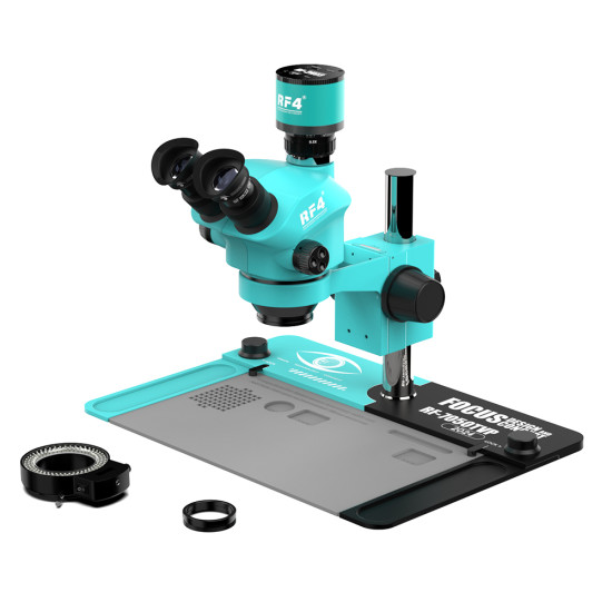 RF4 RF7050TVP (2024 Edition 3D Continuous Zoom) 7X~50X Trinocular Stereo Microscope With RF4 2K Camera Set RF4 RF7050TVP (2024 Edition 3D Continuous Zoom) 7X~50X Trinocular Stereo Microscope With RF4 2K Camera Set
