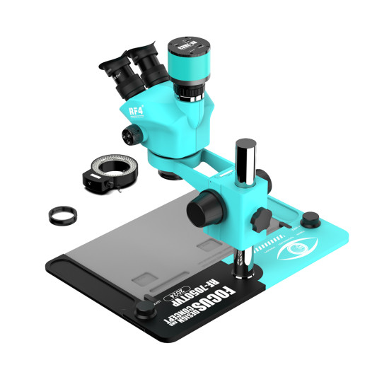 RF4 RF7050TVP (2024 Edition 3D Continuous Zoom) 7X~50X Trinocular Stereo Microscope With RF4 2K Camera Set RF4 RF7050TVP (2024 Edition 3D Continuous Zoom) 7X~50X Trinocular Stereo Microscope With RF4 2K Camera Set