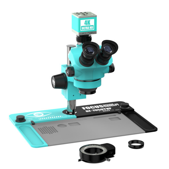 RF4 RF7050TVP (2024 Edition 3D Continuous Zoom) 7X~50X Trinocular Stereo Microscope With RF4 4K Camera Set RF4 RF7050TVP (2024 Edition 3D Continuous Zoom) 7X~50X Trinocular Stereo Microscope With RF4 4K Camera Set