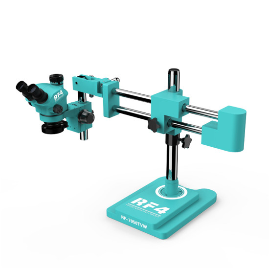 RF4 RF7050-TVW (3D Continuous Zoom) 7X-50X 360° Swiveling Trinocular Microscope With Zooming 0.5X CTV Camera Lens RF4 RF7050-TVW (3D Continuous Zoom) 7X-50X 360° Swiveling Trinocular Microscope With Zooming 0.5X CTV Camera Lens