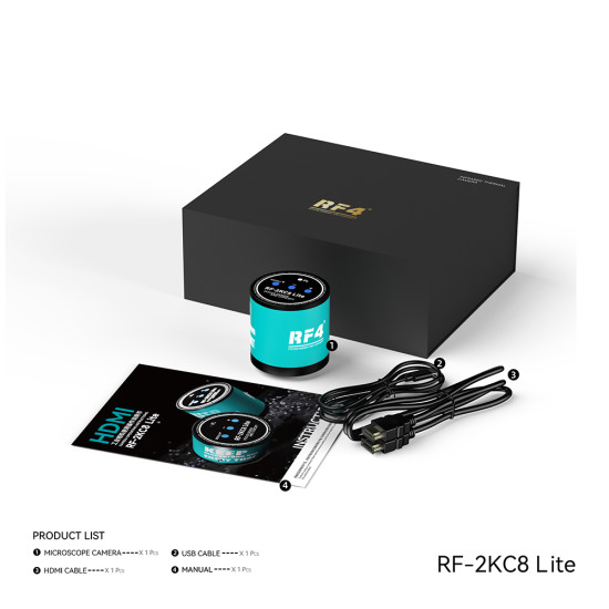 RF4 RF-2KC8 Lite 1080P HD Output High-Resolution Adjustable Camera for Trinocular Stereo Microscope RF4 RF-2KC8 Lite 1080P HD Output High-Resolution Adjustable Camera for Trinocular Stereo Microscope