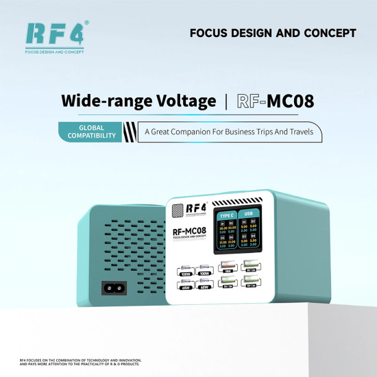 RF4 RF-MC08 Smart Full-color LCD Display Multi-Port Charger (150W)
