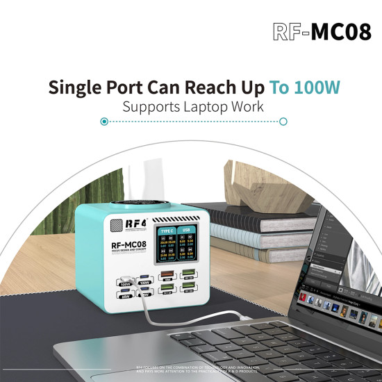 RF4 RF-MC08 Smart Full-color LCD Display Multi-Port Charger (150W)