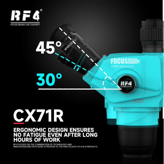 RF4 CX71R (6.5-65X) Ergonomic Design Trinocular Stereo Microscope With CTV Camera Lens and Light - Premium Quality RF4 CX71R (6.5-65X) Ergonomic Design Trinocular Stereo Microscope With CTV Camera Lens and Light - Premium Quality