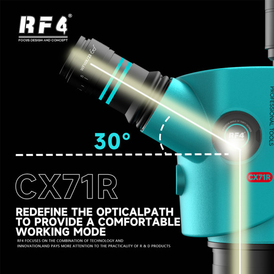 RF4 CX71R (6.5-65X) Ergonomic Design Trinocular Stereo Microscope With CTV Camera Lens and Light - Premium Quality RF4 CX71R (6.5-65X) Ergonomic Design Trinocular Stereo Microscope With CTV Camera Lens and Light - Premium Quality