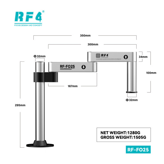 RF4 RF-F025 360-Degree Rotating Lift Adjustable Microscope Swing Arm Stand
