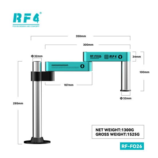 RF4 RF-F026 360-Degree Rotating Lift Adjustable Microscope Swing Arm Stand