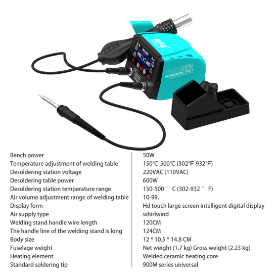 RF4 RF-H7 Lead-free ESD SMD Rework Station With Soldering Iron (600W) RF4 RF-H7 Lead-free ESD SMD Rework Station With Soldering Iron (600W)