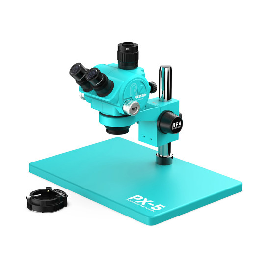 RF4 PX5 7X-50X Continue Zoom Trinocular Stereo Microscope With CTV Camera Lens and Light - Premium Quality