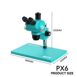 RF4 PX6 6.5X-65X Continue Zoom Trinocular Stereo Microscope With CTV Camera Lens and Light - Premium Quality