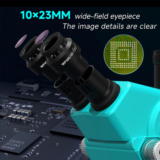 RF4 PX6 6.5X-65X Continue Zoom Trinocular Stereo Microscope With CTV Camera Lens and Light - Premium Quality