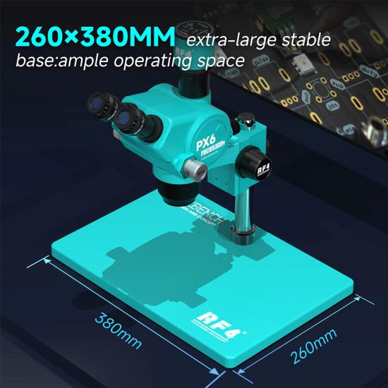 RF4 PX6 6.5X-65X Continue Zoom Trinocular Stereo Microscope With CTV Camera Lens and Light - Premium Quality