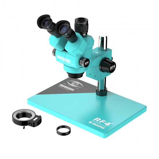 RF4 RF6555-PRO 6.5X-55X Trinocular Full HD Stereo Microscope With Zooming 0.48X CTV Camera Lens & LED Adjustable Light RF4 RF6555-PRO 6.5X-55X Trinocular Full HD Stereo Microscope With Zooming 0.48X CTV Camera Lens & LED Adjustable Light