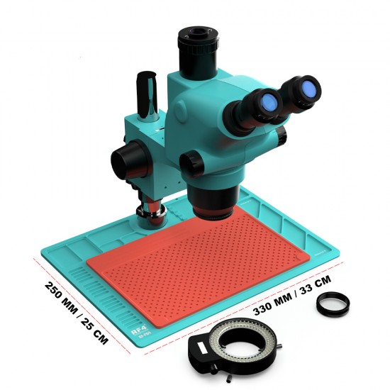 RF4 RF6565-P04 6.5X-65X Trinocular Full HD Stereo Microscope With Zooming 0.5X CTV Camera Lens & LED Adjustable Light RF4 RF6565-P04 6.5X-65X Trinocular Full HD Stereo Microscope With Zooming 0.5X CTV Camera Lens & LED Adjustable Light