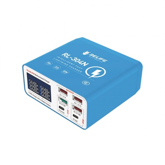 Relife RL-304N Smart Multi-functional 6 Port USB Charger - 87W Max (PD + QC 3.0) Relife RL-304N Smart Multi-functional 6 Port USB Charger - 87W Max (PD + QC 3.0)