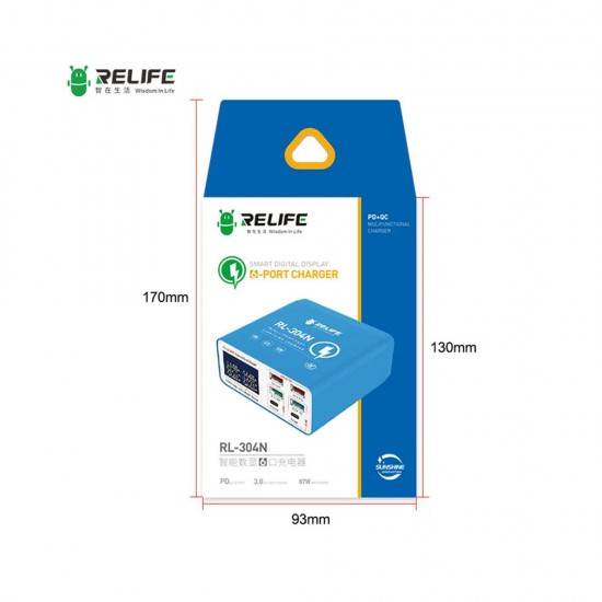 Relife RL-304N Smart Multi-functional 6 Port USB Charger - 87W Max (PD + QC 3.0) Relife RL-304N Smart Multi-functional 6 Port USB Charger - 87W Max (PD + QC 3.0)