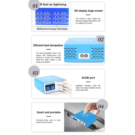 Relife RL-304P Smart Digital Display 6 Port USB Charger ( PD 3.0 + QC 3.0 ) Relife RL-304P Smart Digital Display 6 Port USB Charger ( PD 3.0 + QC 3.0 )