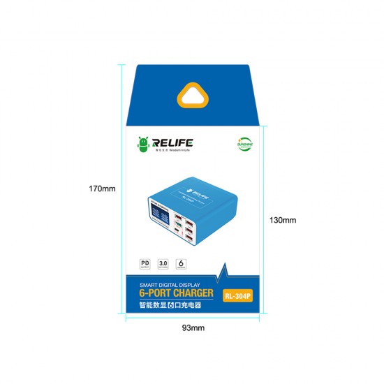 Relife RL-304P Smart Digital Display 6 Port USB Charger ( PD 3.0 + QC 3.0 ) Relife RL-304P Smart Digital Display 6 Port USB Charger ( PD 3.0 + QC 3.0 )