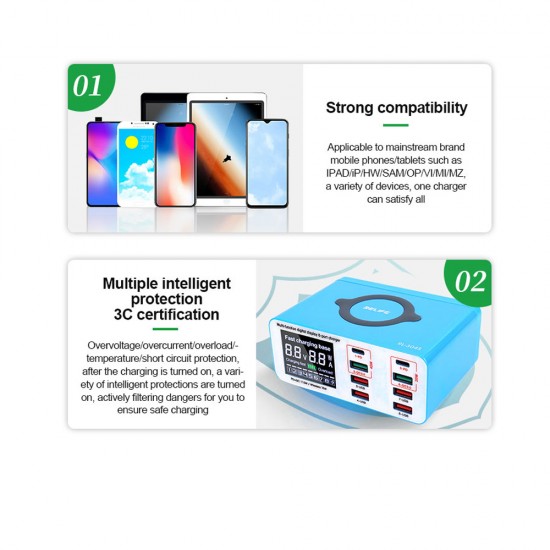 Relife RL-304S 8 USB+PD Port Smart Lightning Charger With Wireless (Upto 10W) Charging Relife RL-304S 8 USB+PD Port Smart Lightning Charger With Wireless (Upto 10W) Charging