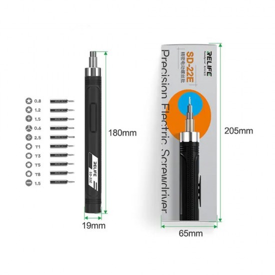Relife SD-22E Precision Wireless Electric Screwdriver with 10 Screwdriver Bits ( Black ) Relife SD-22E Precision Wireless Electric Screwdriver with 10 Screwdriver Bits ( Black )