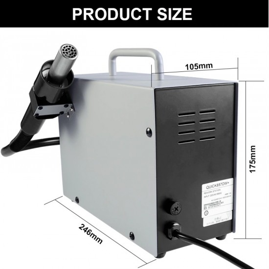 QUICK 857DW+ Lead Free Adjustable Hot Air Heat Gun With Helical Wind 580W SMD Rework Station QUICK 857DW+ Lead Free Adjustable Hot Air Heat Gun With Helical Wind 580W SMD Rework Station