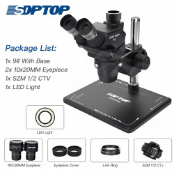 Soptop 9# (6.7-45X) Trinocular Full HD Stereo Microscope With Zooming 0.5X CTV Camera Lens & LED Adjustable Light