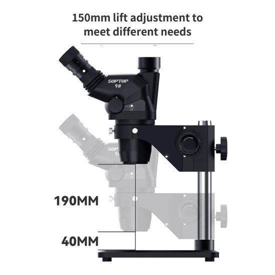 Soptop 9# (6.7-45X) Trinocular Full HD Stereo Microscope With Zooming 0.5X CTV Camera Lens & LED Adjustable Light