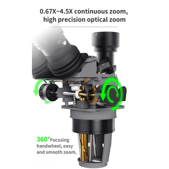 Soptop 9# (6.7-45X) Trinocular Full HD Stereo Microscope With Zooming 0.5X CTV Camera Lens & LED Adjustable Light