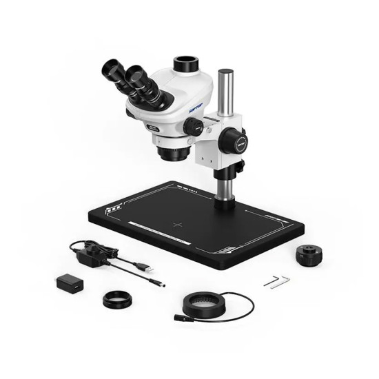 Soptop 6565 Pro (6.5X-65X) Trinocular Stereo Microscope With Zooming 0.5X CTV Camera Lens & LED Light