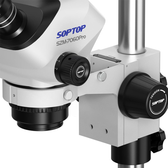 Soptop 7060 Pro (7X-60X) Trinocular Stereo Microscope With Zooming 0.5X CTV Camera Lens & LED Light