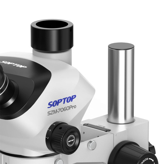 Soptop 7060 Pro (7X-60X) Trinocular Stereo Microscope With Zooming 0.5X CTV Camera Lens & LED Light